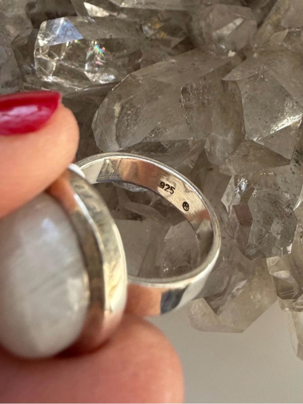 Sterling silver moonstone statement ring size 7.5 - Picture 5 of 7